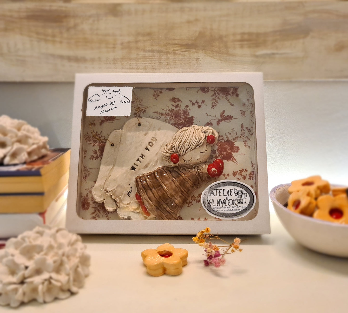 Keramički anđeo „With You“ –  (cca 15× 15 cm) 006 WY