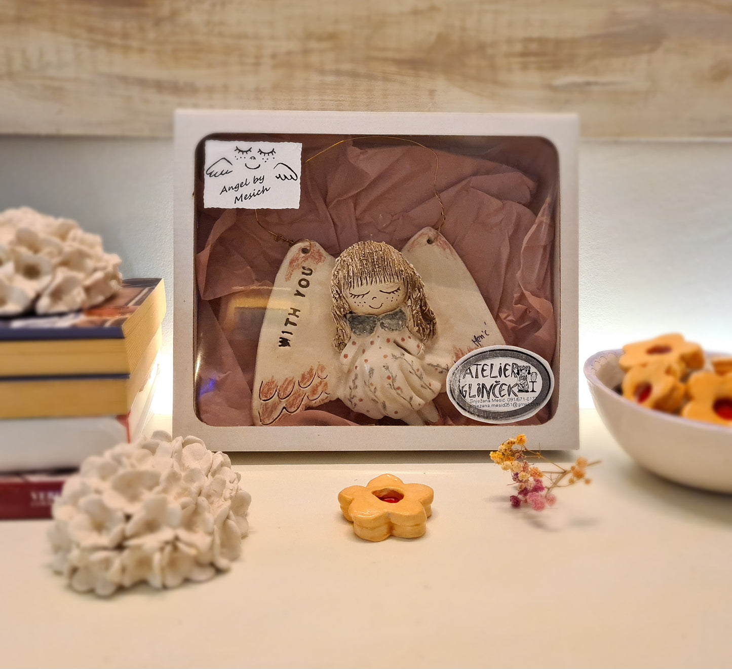 Keramički anđeo „With You“ –  (cca 17 × 13 cm) 009 WY